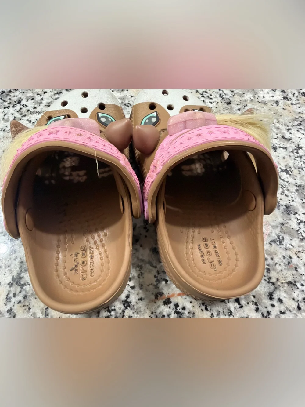 Crocs Fun Lab Horse Pony Clogs Toddler Girls Size C7 Brown Pink